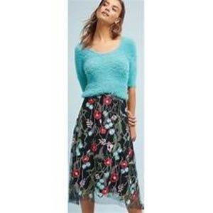 Eva Franco Floral Poppy Embroidered Midi Skirt 2